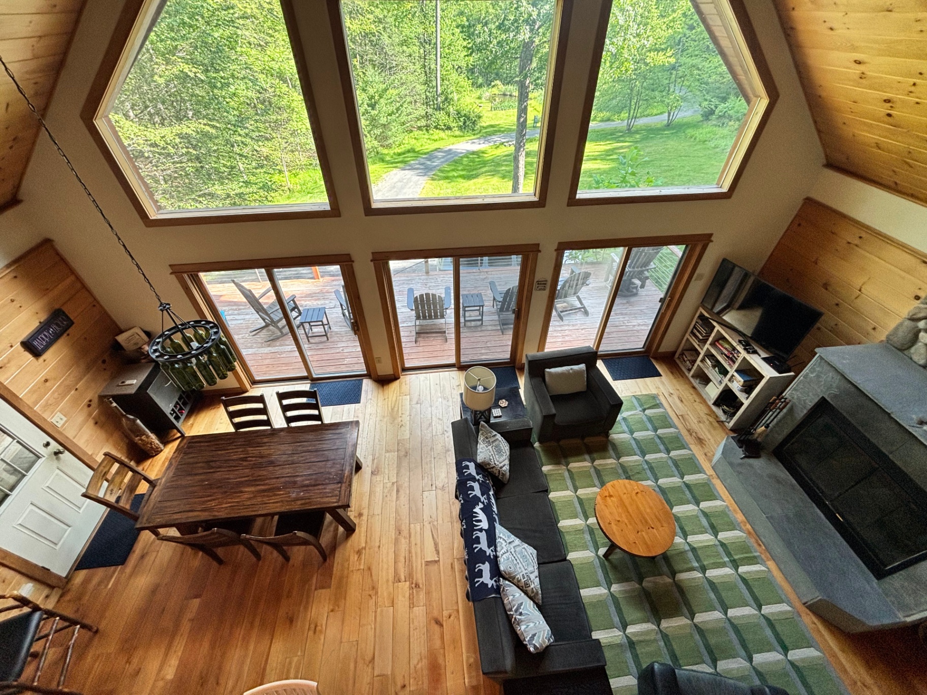 Great room seen from the loft with soaring windows